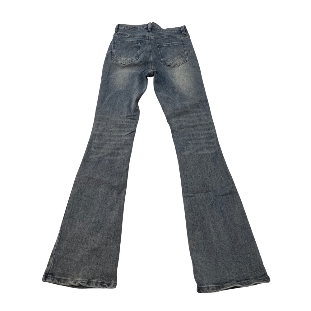 Rise Supply Co Flare Jeans Womens Size 3 Green Vintage Wash Cotton Blend Stretch - Picture 10 of 15